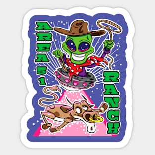 Area 51 Ranch Alien Abduction Cow Sticker